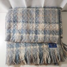 Vintage Pendleton  Green Plaid Wool Throw Blanket w/ fringe 57” By 61” picture