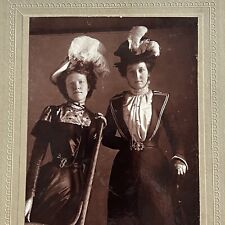 Antique Cabinet Card Photograph Beautiful Fashionable Affluent Young Women Hat picture