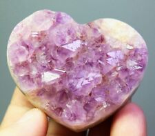 143g Natural Amethyst Geode Quartz Crystal Cluster Carved Heart Mineral Specimen picture