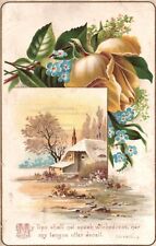 Vintage Postcard Flower Bouquet Landscape House My Lips Shall Not Speak picture