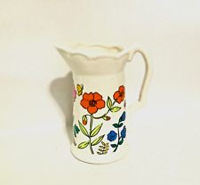 Pitcher Decorative Ceramic Vase Vintage Small Flowers Colorful 4.5 in picture