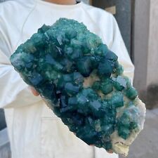 9.4LB Large NATURAL Green Cube FLUORITE Quartz Crystal Cluster Mineral Specimen picture