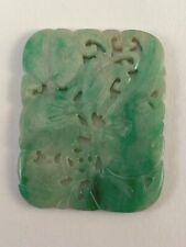 Antique Chinese Jadeite Jade Carved 'Floral and Vine' Plaque Pendant picture