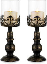 Sziqiqi Vintage Distressed Black Hurricane Candle Holders Set of 2 Versatile Me picture