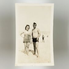 Seaside Oregon Beach Bathers Photo 1930s Shirtless Man Swimming A3447 picture