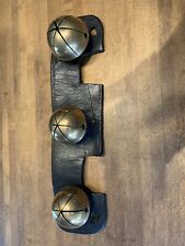 Antique 3 Brass Swedish Bells - Sleigh Bells - Leather Horse - Rump Strap picture