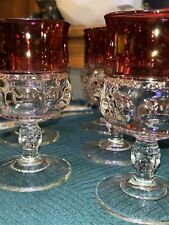 King's Crown Ruby Flashed by Tiffin-Franciscan Water Goblets / Wine Set Of 7 Lot picture