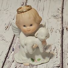 Enesco Ruth Morehead Holly Babes 1985 Angel Figurine Holding Lamb picture