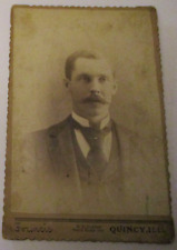 ANTIQUE HANDSOME GENTLEMAN with MUSTACHE QUINCY ILL. CDV CABINET CARD PHOTOGRAPH picture