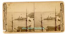 New York City NYC - EAST RIVER BOATS FROM BROOKLYN BRIDGE - c1880s Stereoview picture