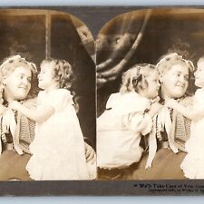 1897 Cute Little Girls w/ Grandma Family Smile Loving Stereoview Real Photo V32 picture