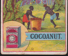 1880's DUNHAM'S COCOANUT, NATIVES & MONKEYS ~ VICTORIAN ADV. TRADE CARD ~ A1105 picture
