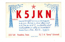 Ham Radio Vintage QSL Card      K5JKN   1963   Pasadena, Texas picture