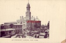 pre-1907 EMIGRANT LANDING, NEW YORK, NY horse-drawn wagons picture