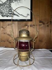 Vintage Adlake Kero Railroad Lantern w/ Embossed Red Globe picture