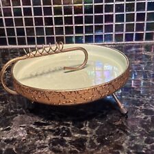 Vintage Weeping Bright Gold Rare Green Painted Metal Frame & Coil Ashtray NICE picture