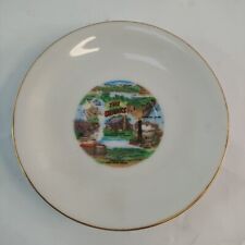 Vtg Souvenir Plate From The Ozarks Landmarks Gold Trim Unique Gift Hillbilly Art picture