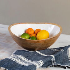 25a Mango Wood Bowl BeHome Madras - Enamel $138.00 LARGE 14x15 picture