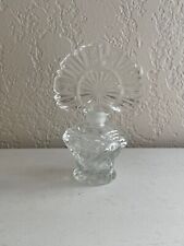 Vintage Clear Glass Perfume Bottle w/ Flared Top w/ Star or Flower Design 2 of 2 picture