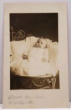 RPPC Baby In Wicker Chair Eleanor Hedlund of  Minnesota c1914 Postcard G13 picture