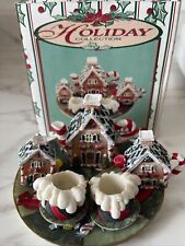 Vintage Miniature Christmas Tea Set Gingerbread House All Pieces Frosted In Box picture