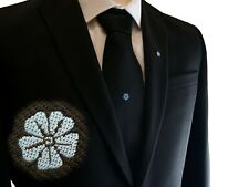 Freemasons Masonic Woven Tie With Forget Me Not Flower - Black picture