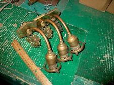 3 ANTIQUE ELECTRIC CAST BRASS W/ 2 1/4 SHADE HOLDERS W/ NEW SOCKETS-BACK PLATES picture