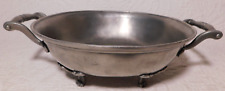 Antique Etain Pewter FOOTED BOWL w/ HANDLE serving dish ES 1769 Crowned X 10.5in picture