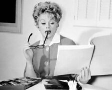 Lucille Ball 1960's sits at her Desilu desk reading script 8x10 inch photo picture