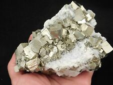 BIG PYRITE Crystal CUBE Cluster with Druzy Quartz Crystals Peru 1242gr picture