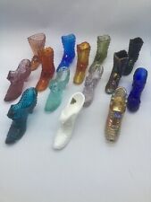 Lot Of 14 Vintage Glass Shoes And Boots All Marked Fenton Various Styles Colors picture