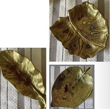 Vintage VA (Virginia) Metal Crafters Brass Leaf Trays/Dish Set of 3 picture