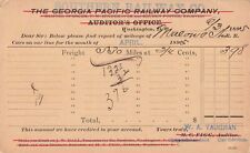 Georgia Pacific Southern Railway Co. Mileage Report Washington DC 1895 PC picture