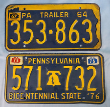 Lot Of 2. 1964 1976  PA Pennsylvania Bicentennial License Plate ManCave. Bar. picture