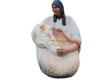 Native American Mother Holding Baby Ceramic Statue Vintage 1980's picture