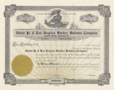 Santa Fe and Los Angeles Harbor Railway Co. - circa 1920's Railroad Stock Certif picture
