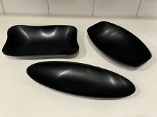 GRAINWARE Set Of 3 MCM Charles H McCrea Hand Finish Elongated Oval Tray Black picture