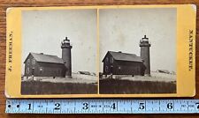 Antique Stereoview Nantucket Massachusetts Brant Point Lighthouse RARE picture
