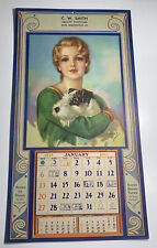 1935 Pin Up Calendar Girl Chicago Smith Buster Brown Shoes Scotty Dog Erbit Art picture