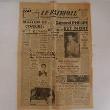 Daily Patriot N°283 Jeudi 26 November 1959 Death Gérard Philippe Nice France picture