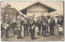 1915 Chicago, Illinois REAL PHOTO Musical Brass Instrument Band & Railroad DEPOT picture