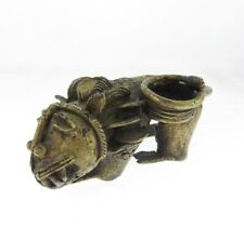 Benin Africa Dogon? Brutalist Lion Figurine Cast Metal Mid Century Tribal Brass picture
