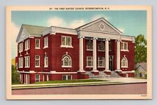 Postcard First Baptist Church Rutherfordton North Carolina NC, Vintage Linen O2 picture