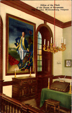 Vintage 1940's Office of Clerk House Burgesses Capitol Williamsburg VA Postcard picture
