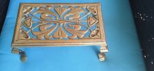 antique footed brass trivet stand 5 x 9 inches 4 inch legs picture