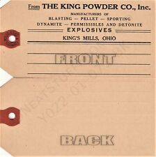 KING POWDER COMPANY, ORIGINAL EXPLOSIVE'S SHIPPING TAG, RARE, VERY COLLECTIBLE picture