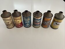 (6) Cone Top Beer Cans - Milwaukee Club, Pacific, Blatz, Schlitz, Frankenmuth picture