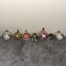 Vintage Lot Of Christmas Ornaments Hand Painted Blown Glass And More picture