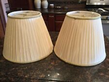 Pair Stiffel Satin Lamp Shades~ Ivory or Cream Satin pleats and braided trim picture