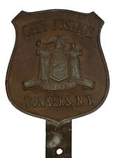 Vintage City Justice Yonkers N.Y Brass Plaque Advertising Nameplate Sign picture